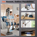 Pedoolo Cordless Vacuum Cleaner, Upgraded 650W 55Kpa 70Mins Vacuum Cleaners For Home, Self-Standing Stick Vacuum, Wall Mount Charge & Touch Screen, Anti-Tangle For Pet Hair Carpet Hardwood Floor Car