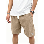 Mens Corduroy Shorts With Pockets,7 Inch Casual Elastic Waist Summer Beach Shorts With Drawstring