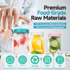 [16 Piece]8 Wide Mouth + 8 Regular Mouth Mason Jar Lids, Multi Color Plastic Lids for Mason Jars with Silicone Rings, Thickened Leak-Proof Canning Lids Regular Wide Mouth