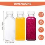 Norcalway Plastic Juice Bottles With Caps, Reusable Juicing Bottles, Clear Drink Containers With Lids For Juicing, Smoothie And Other Beverages - 12Oz 6Pcs