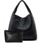 MELOLILA Large Woven Tote Bag for Women Weave Purse Woven Leather Handbag