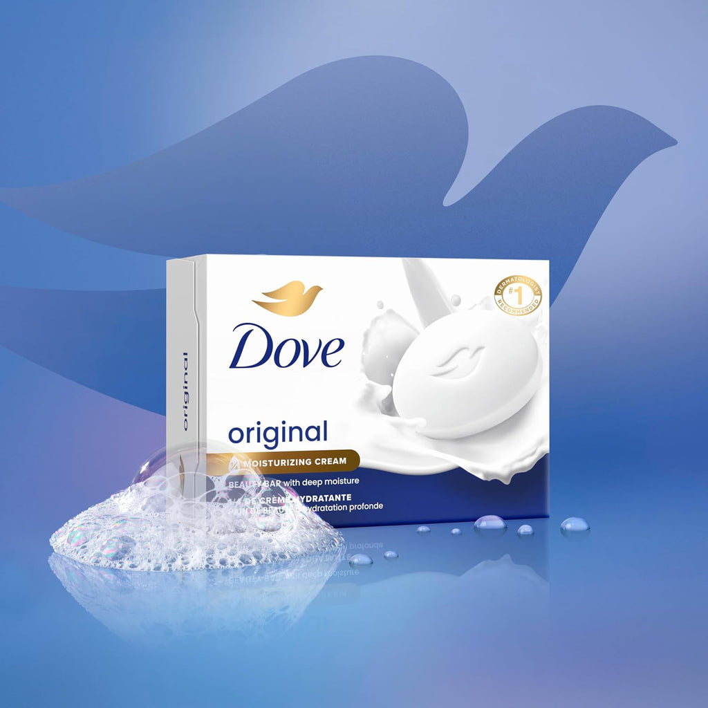 Dove Beauty Bar Soap Original 8 Count For Soft, Smooth Skin, With 1/4 Moisturizing Cream 3.75 Oz