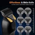 Beard Trimmer For Men - Rechargeable Men'S Hair Clippers & Razor, Cordless Hair Trimmer & Shaver For Face, Neck, Groin & Manscaping, Ideal Gift For Men, Black