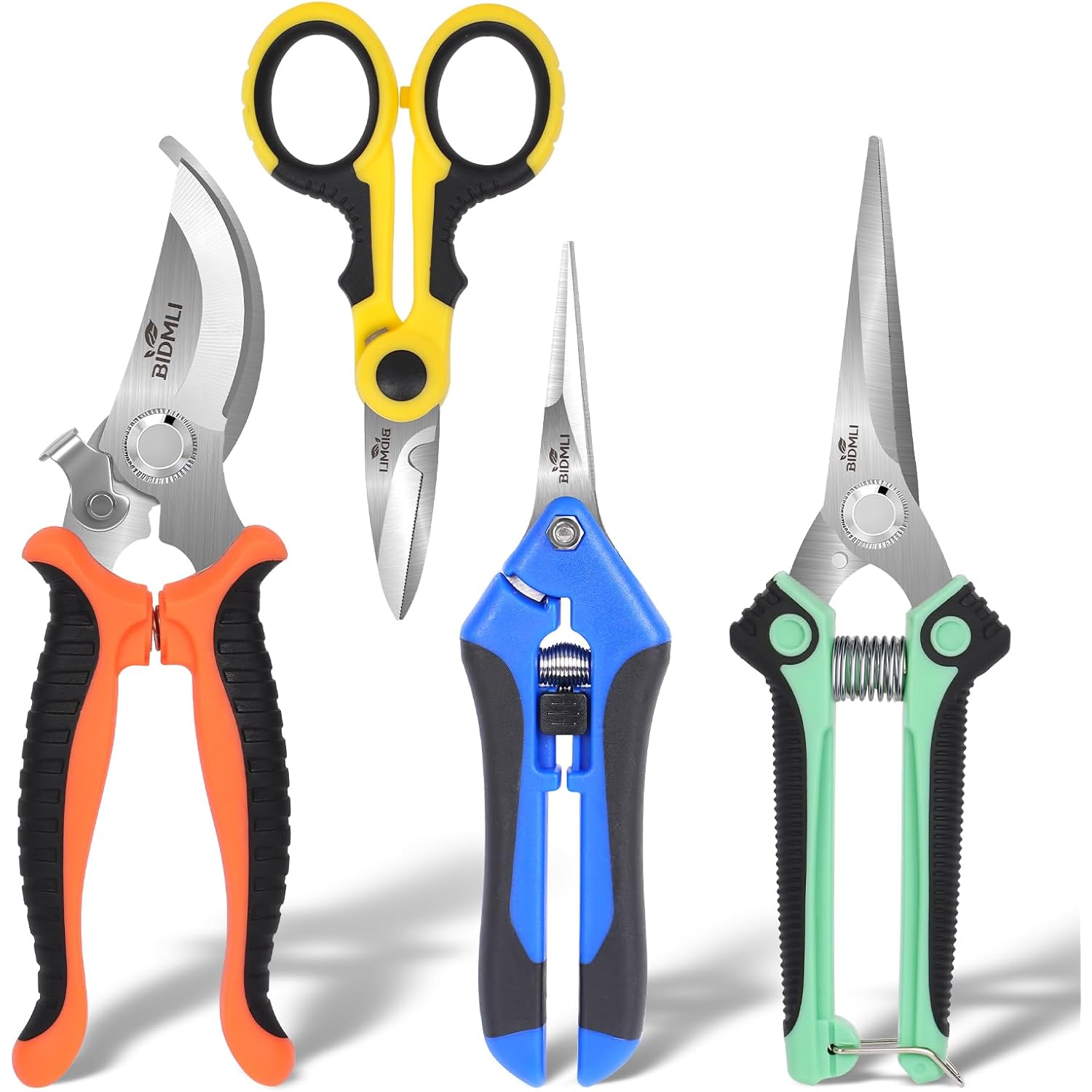 4-Pack Multifunctional Garden Scissors Set-Bidmli Stainless Steel Pruning &Floral Shears With One-Piece Handle Blades For Tree Pruning, Flower Trimming, And Fruit Picking Tasks At Home&Garden Tool.