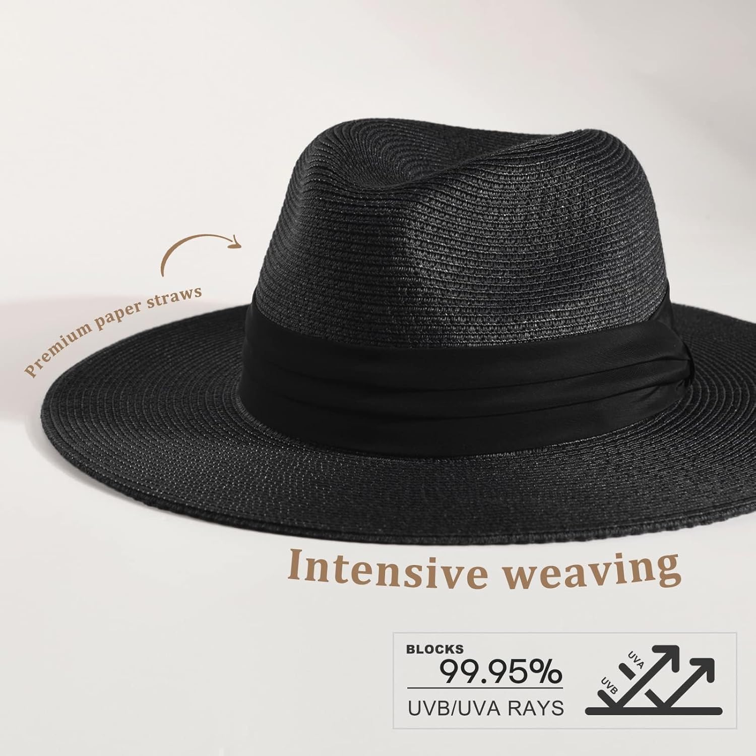 FURTALK Womens Mens Wide Brim Straw Panama Hat Fedora Summer Beach Sun Hats UPF Straw Hat for Women