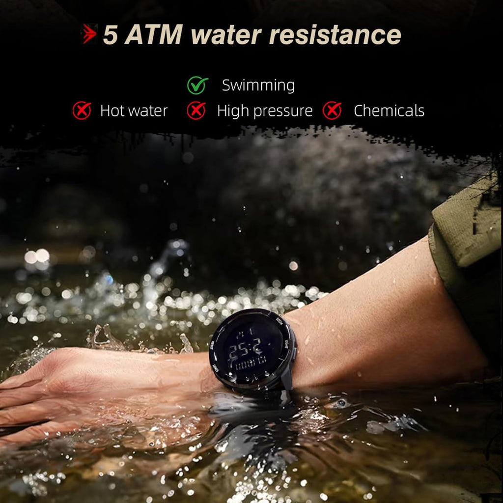 Cakcity Digital Watch Military Watches For Men Black Tactical Sports Waterproof Men'S Women'S Wrist Watch With Led Backlight Nylon Band Stopwatch,Green