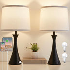 Touch Lamp For Living Room Bedroom, 21" Table Lamps Set Of 2 With Usb C+A Ports And White Lamp Shades, Touch Bedside Lamps For Nightstand With 3 Way Dimmable, 2 Led Bulbs Included