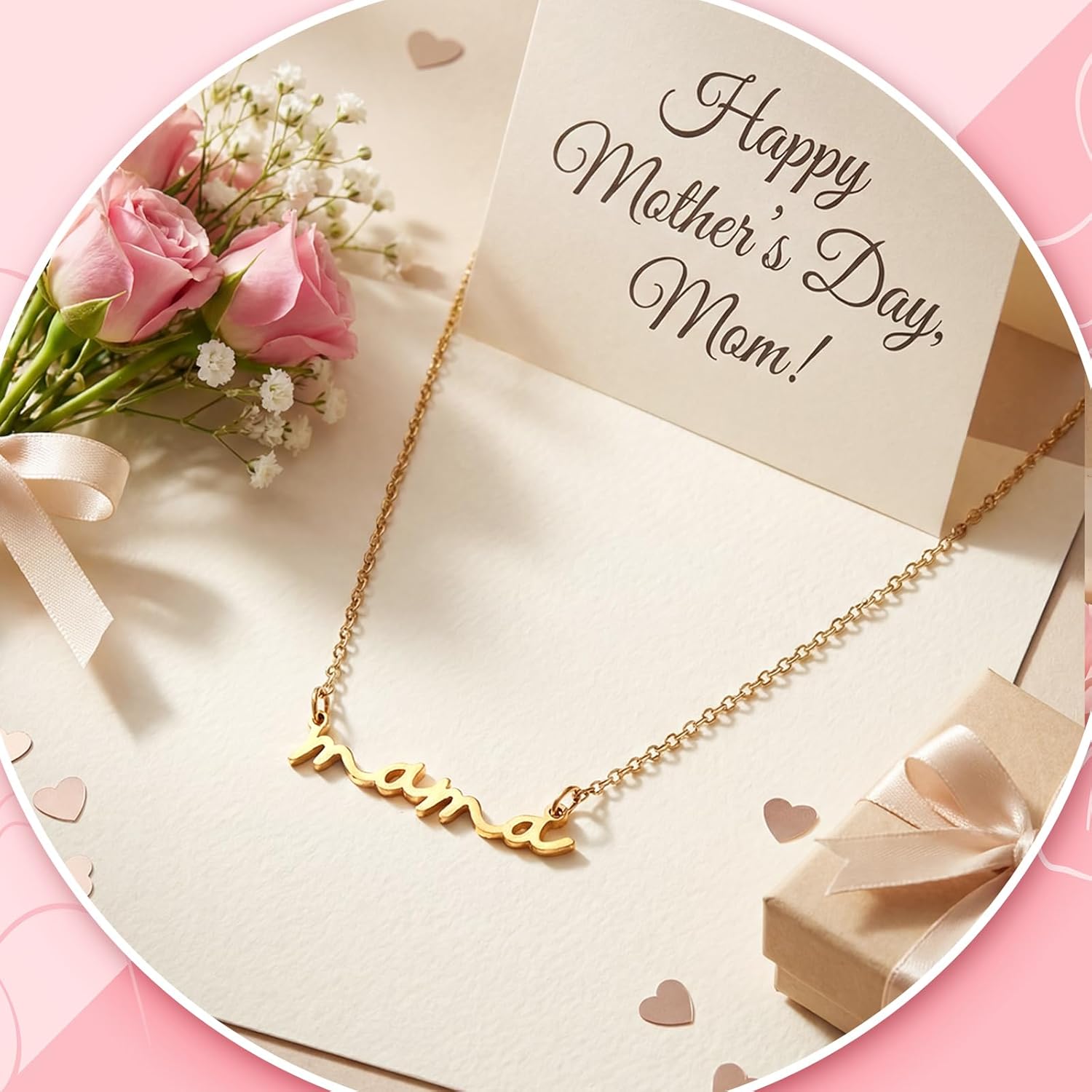 Yinkin 12 Pcs Mom Necklace Bulk Mother Day Church Gifts Mama Pendant Necklace with Drawstring Canvas Bags Jewelry for Women Wife