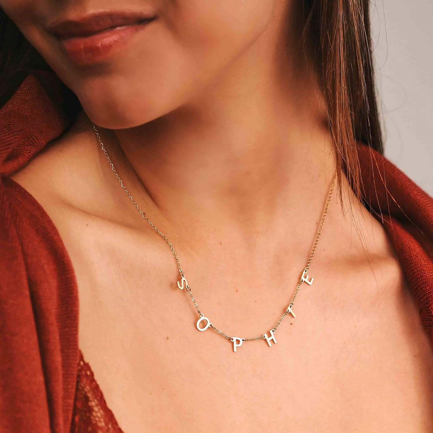 TRANGEL Mothers Day Gifts for Mom Necklace,Custom Name Necklace Personalized,18K Gold Plated Initial Choker Name Necklace Dainty Customize Letter Necklace for Women Girls