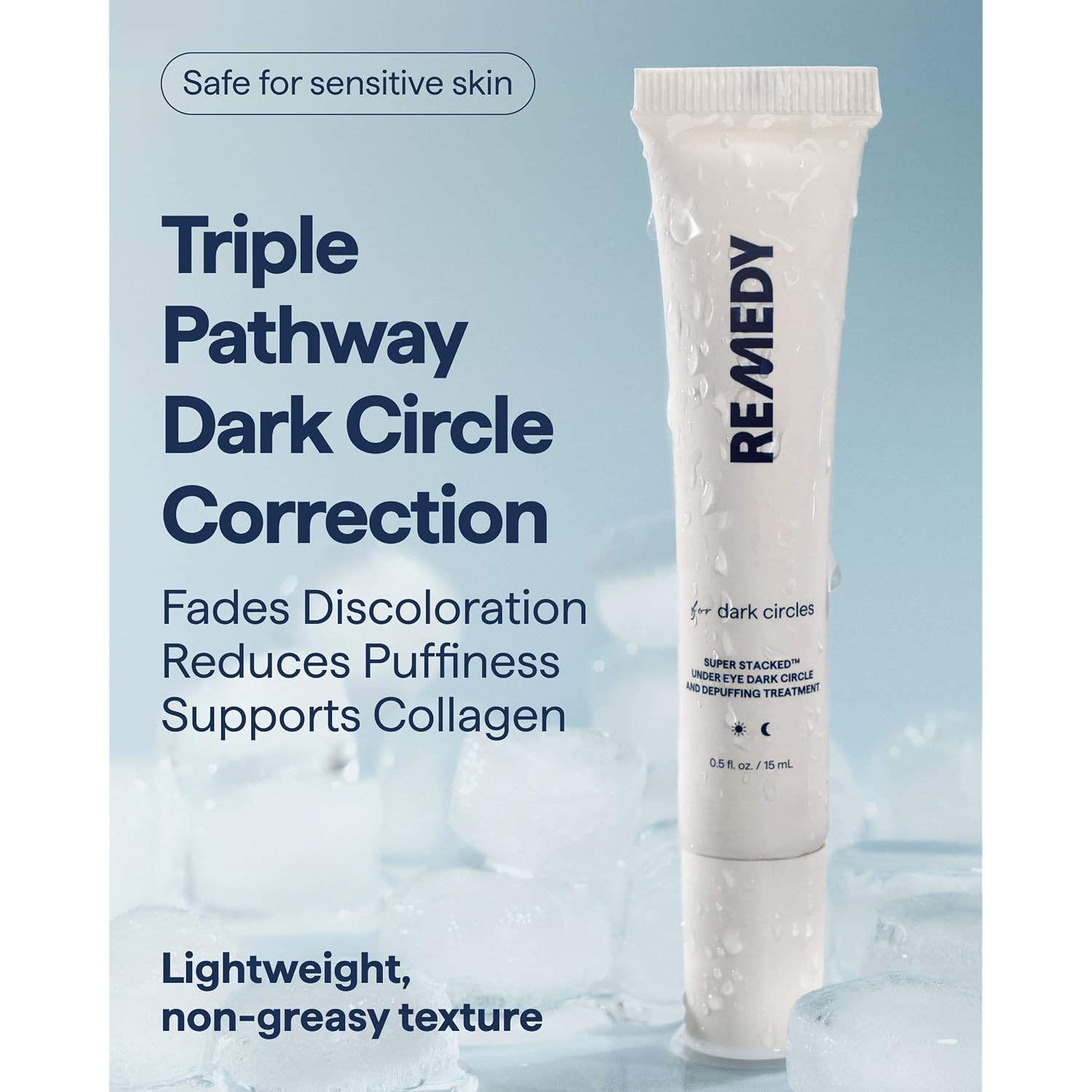 Remedy Dark Circles Reducing Advanced Eye Cream | Undereye Discoloration Treatment | Caffeine, Kojic Acid, Niacinamide, Marine Algae Complex | By Dermatologist Dr. Shah, 0.5 Fl. Oz