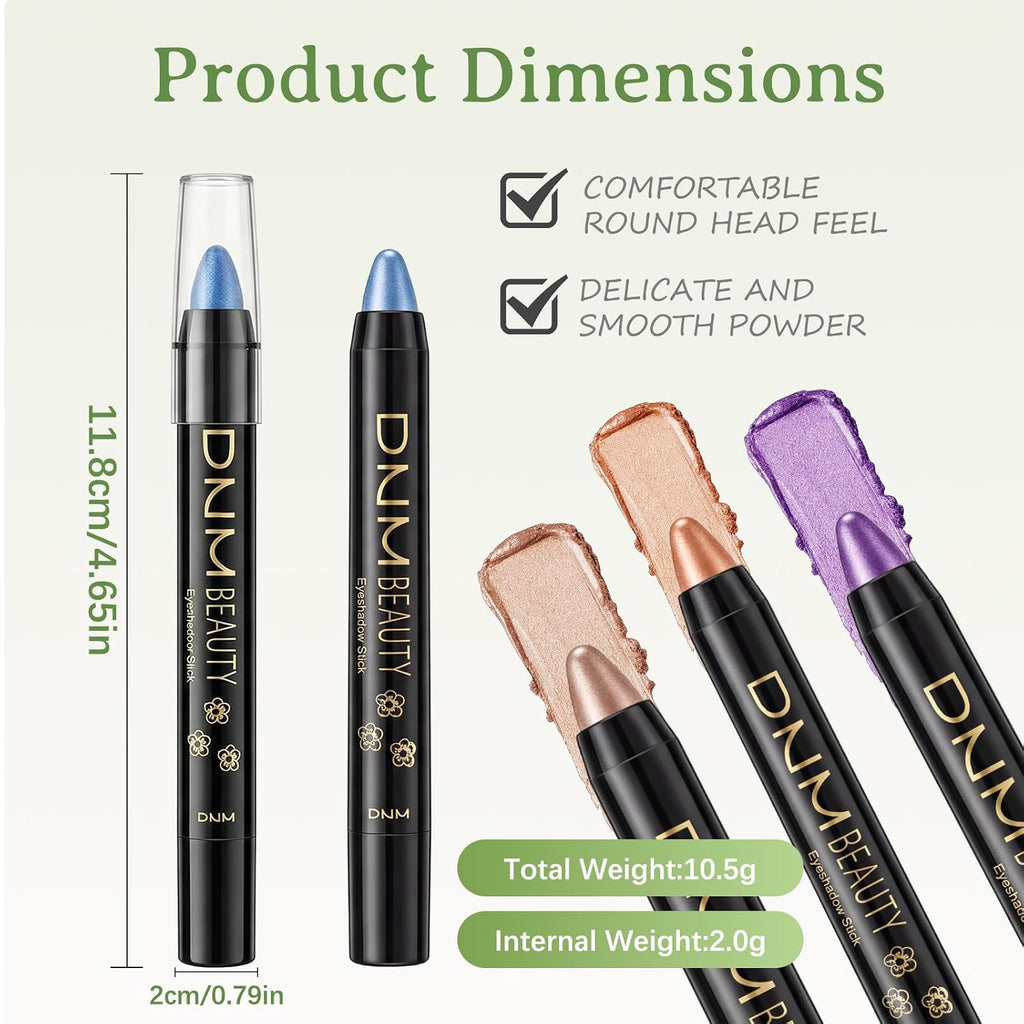 Volksrose 16 Colors Eyeshadow Shimmer Stick, Highlighter Eye Shadow Sticks Set, Colorful Eyeshadow Pencil Crayon Creamy, Waterproof Pearly Sparkle Glitter Cream Stick Pen Eyeliner Makeup For Women