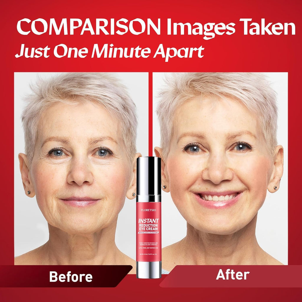 Instant Eye & Face Lift Cream: Rapid Under Eye Bags,Wrinkles, Dark Circles, Puffiness Remover For Women And Men In 60 Seconds - Temporary Firming & Tightening Treatment - Wrinkle Filler 0.67Oz