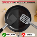 Unicook 2 Pack Flexible Silicone Spatula, Turner, 600F Heat Resistant, Ideal For Flipping Eggs, Burgers, Crepes And More, Black