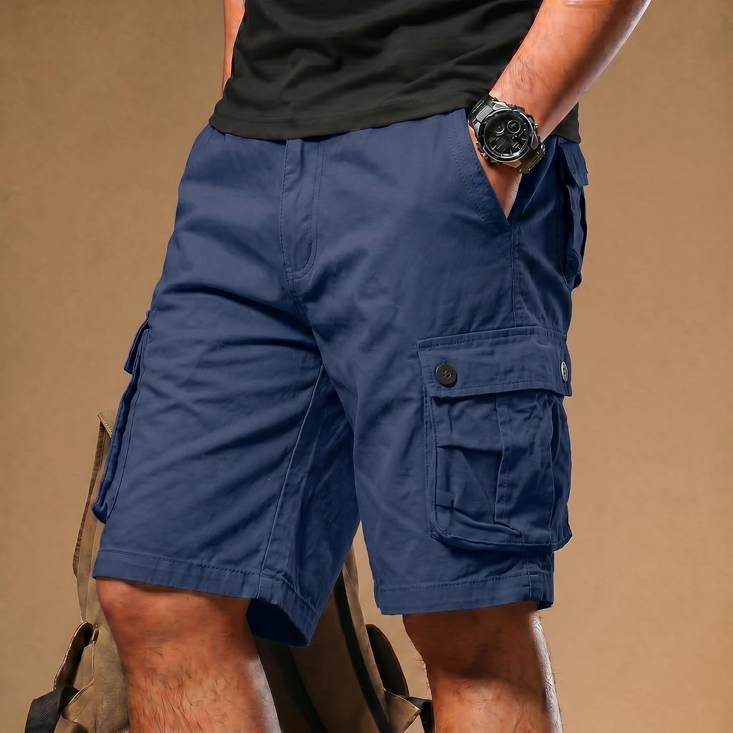 Vtuaol Men'S Cargo Shorts With Multi Pockets Casual Cotton Fishing Hiking Work Shorts
