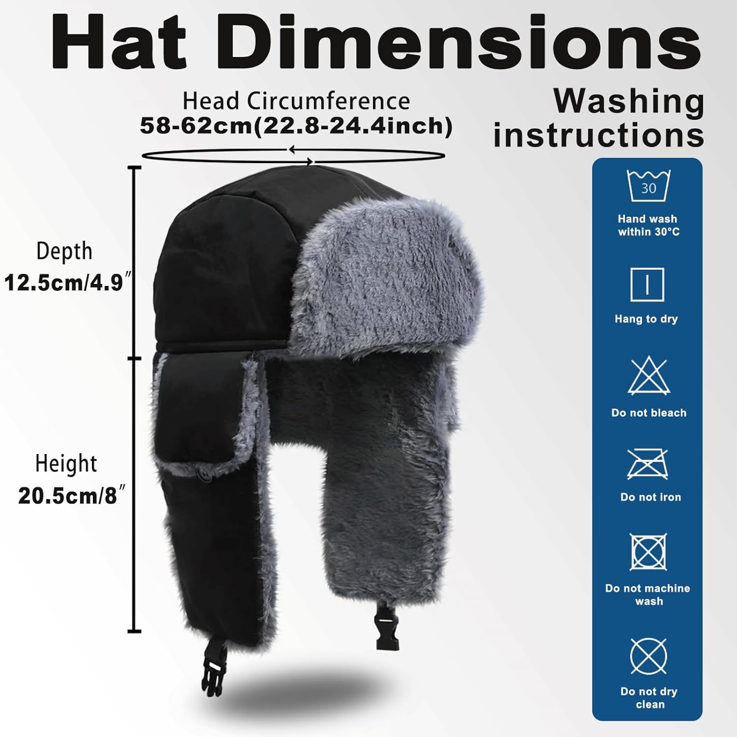 Heated Trapper Hat, 24.8 Inch Electric Winter Heated Hat with Rechargeable Battery for Men Women