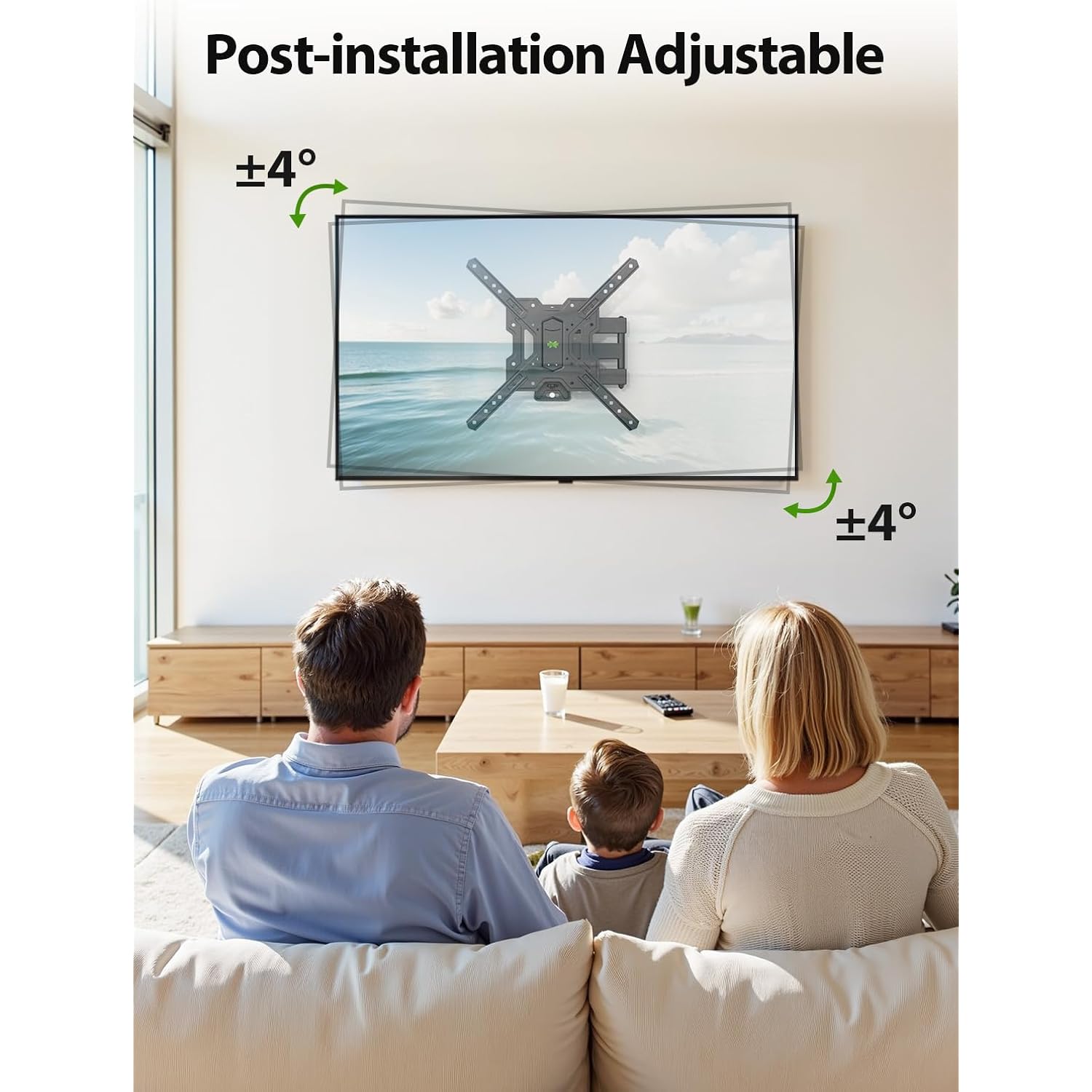 USX MOUNT UL Listed Full Motion TV Mount, Swivel Articulating Tilt TV Wall Mount for 26-65 Inch LED, 4K, Wall Mount Bracket with VESA 400x400mm Up to 77lbs, Perfect Center Design -XMM006-1