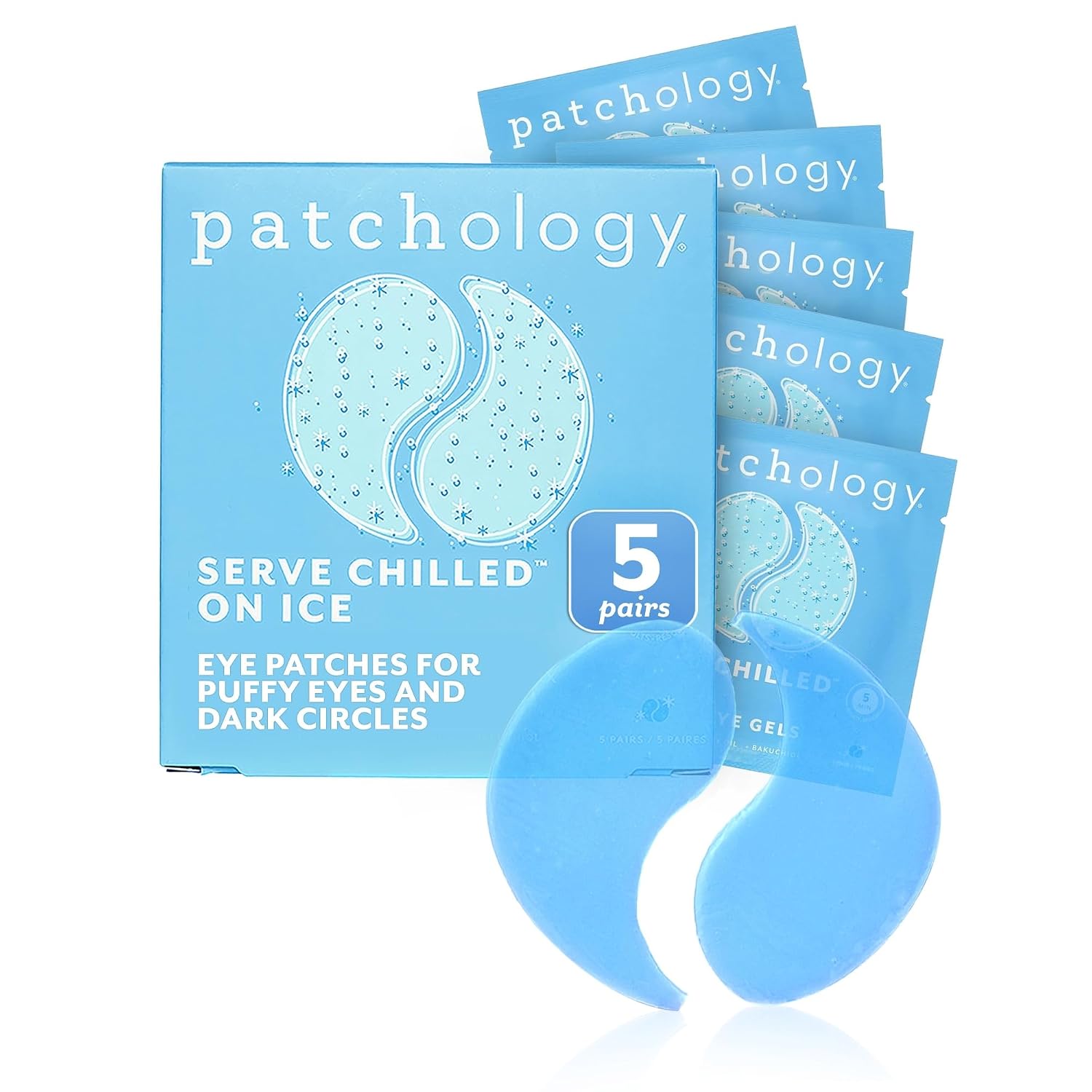 Patchology Iced Cooling Under Eye Mask Patches With Peptides, Cloudberry Oil & Bakuchiol – Firming & Soothing Eye Gels To Reduce Fine Lines And Under Eye Bags – Hydrating Under Eye Pads (5 Pairs)