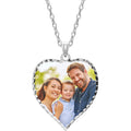 PicturesOnGold.com Personalized Photo Engraved Heart Shaped Picture Necklace with Diamond Cut Edge in Silver, Gold, White Gold or Rose Gold - 1 Inch x 1 Inch