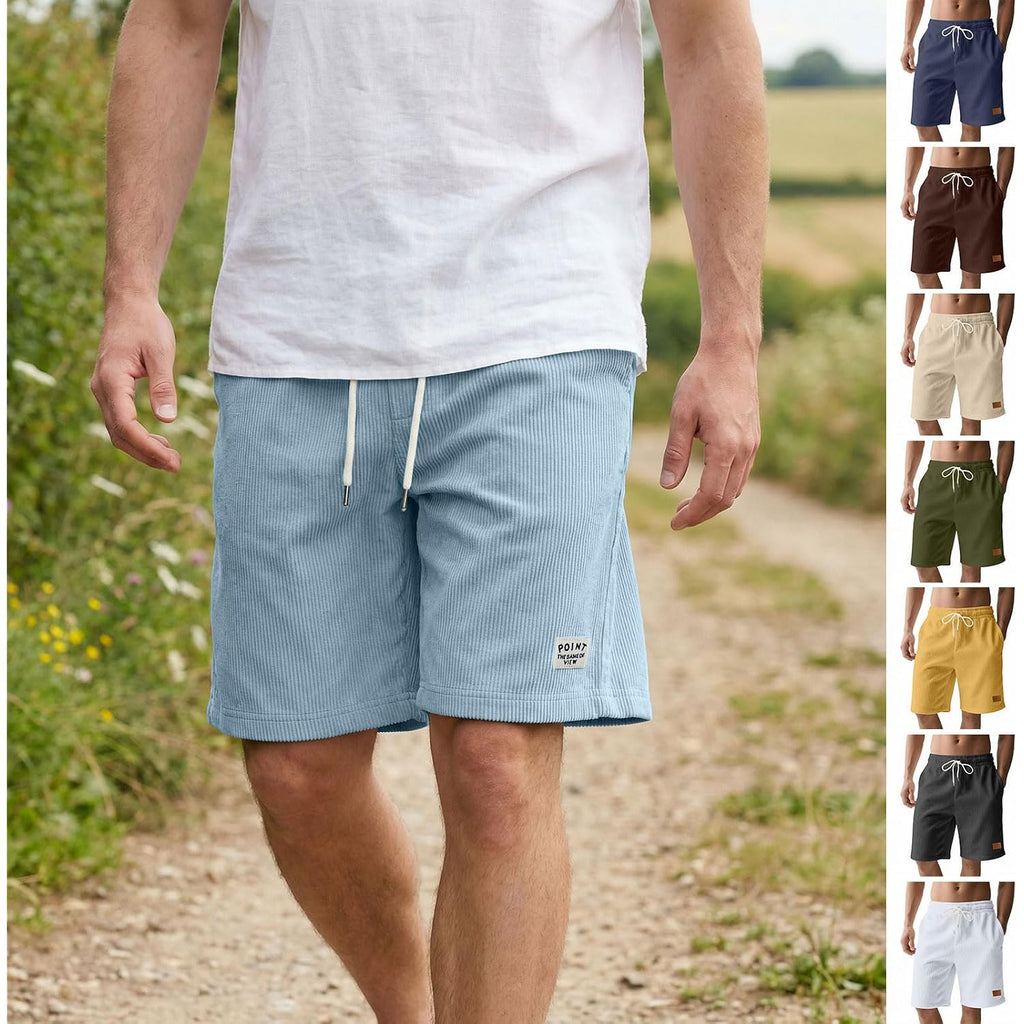 Deex Men'S Corduroy Shorts Casual 7 Inch Lightweight Elastic Waist Drawstring Summer Beach Loose Fit Shorts With Pockets 2026