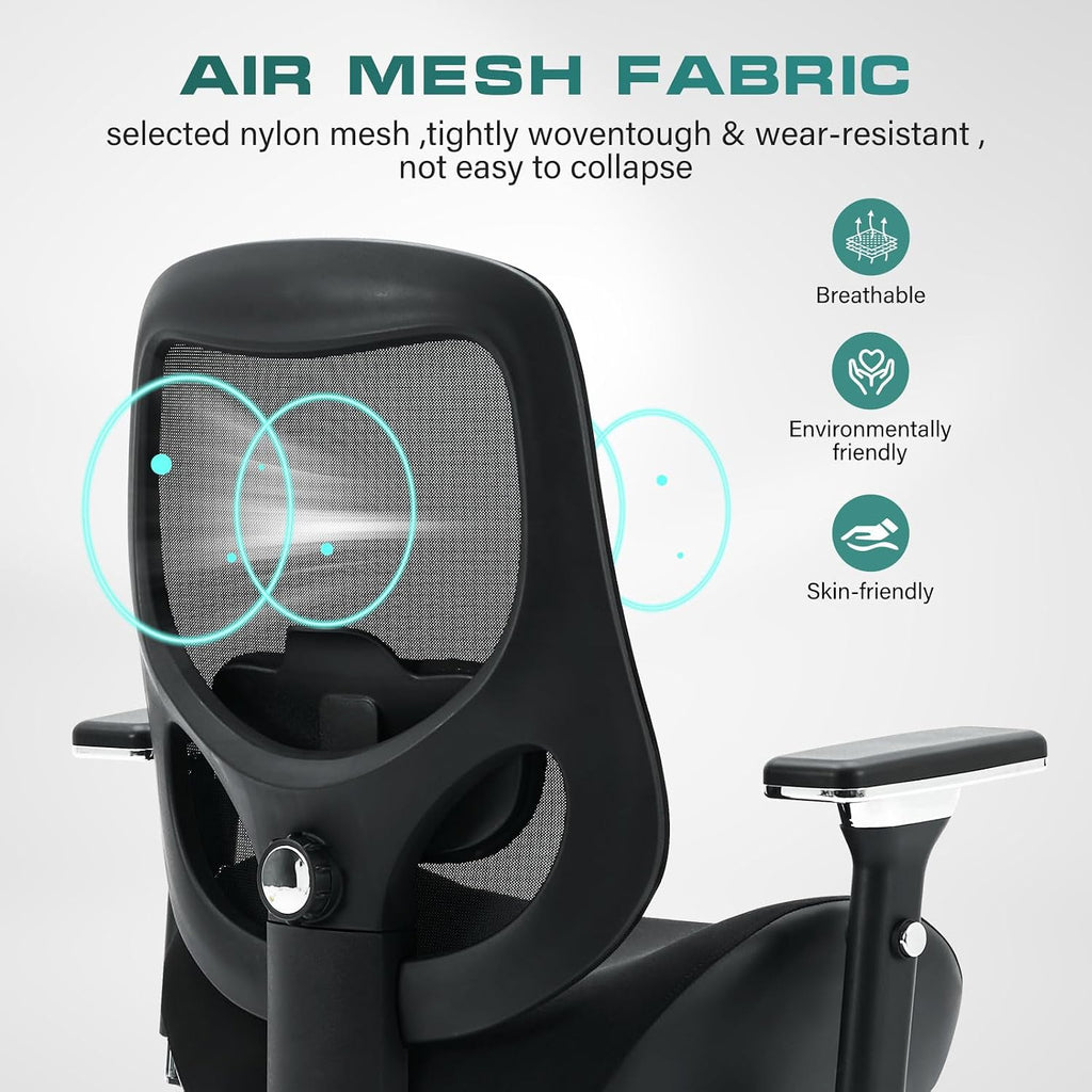 750Lbs Big And Tall Office Chair With Wide Thick Seat Cushion For Heavy People Ergonomic Computer Mesh Desk Chairs With 4D Armrests, Adjustable Lumbar Support For Adults 8 Hours Daliy Work
