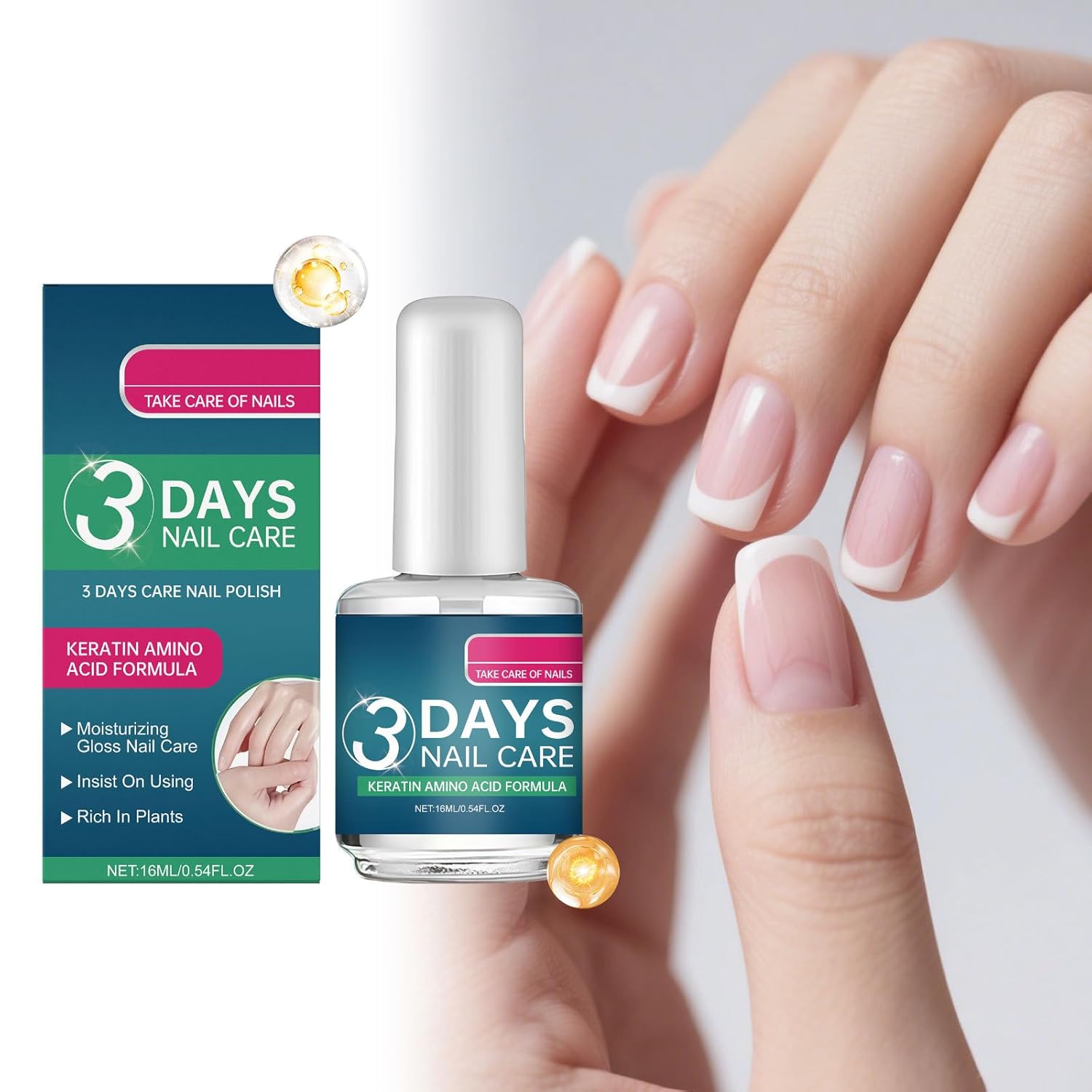 2pcs 3 Days Nail Care Oil, 2026 New Nail Care Oil with Keratin, Moisturizing Strengthening Nail Care Polish Oil for Dry, Weak, Fragile and Damaged Nails