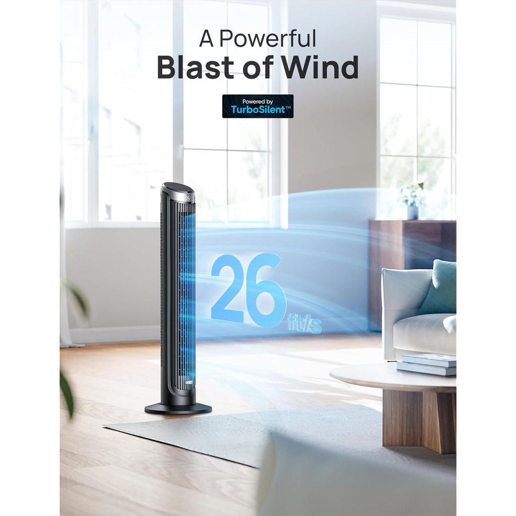 Dreo Tower Fan For Bedroom, 90° Oscillating Fans That Blow Cold Air | 26 Ft/S Powerful Airflow, 28Db Quiet Fan, 5 Speeds, 4 Cooling Modes, 12H Timer, 40" Standing Floor Fan For Home Office