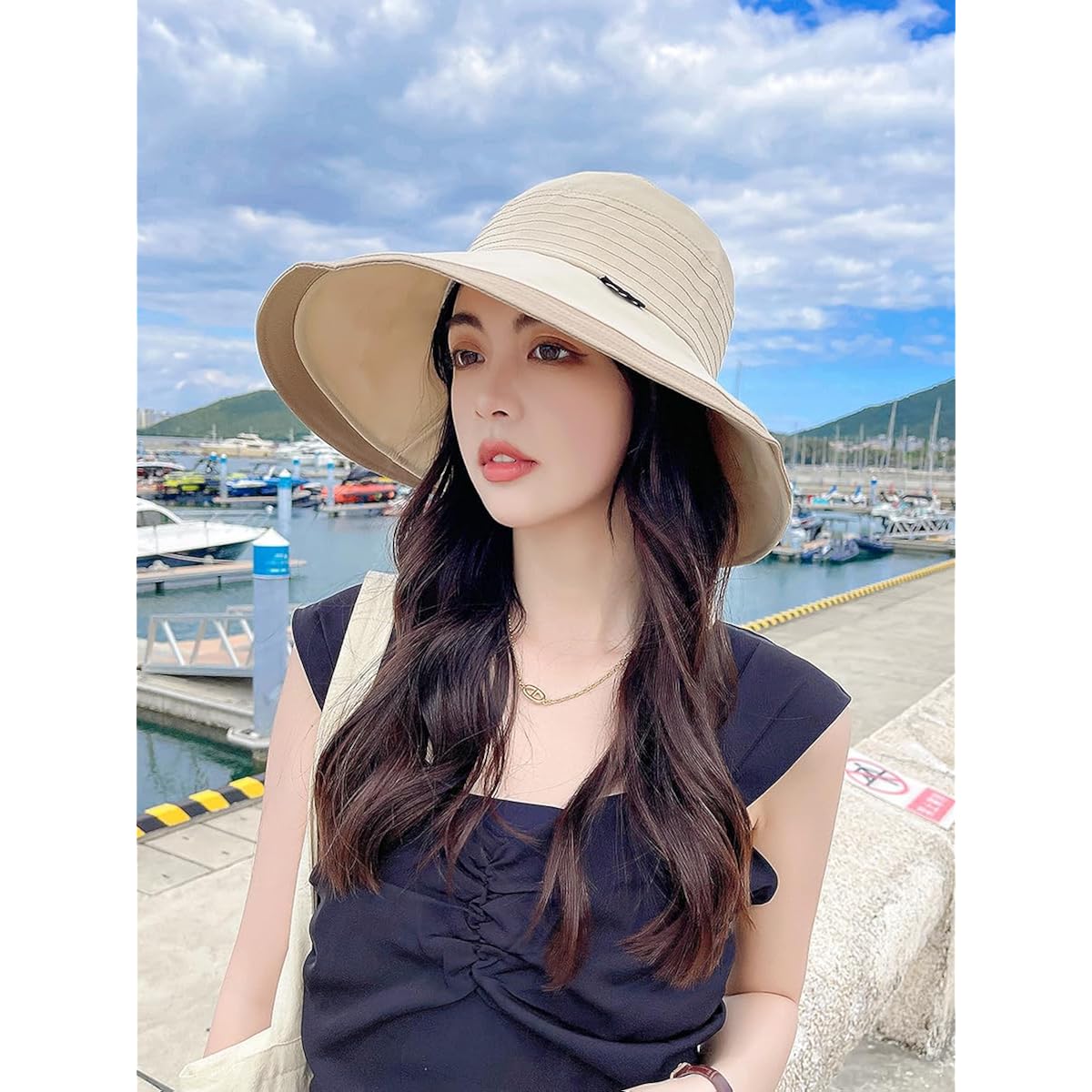 Womens Sun Hats with UV Protection Wide Brim Summer Beach Hat Upf50+ Foldable Travel