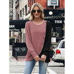 MixShe Womens Knit Sweaters 2026 Fall Winter Casual Long Sleeve Ribbed Colorblock Button Pullover Tops