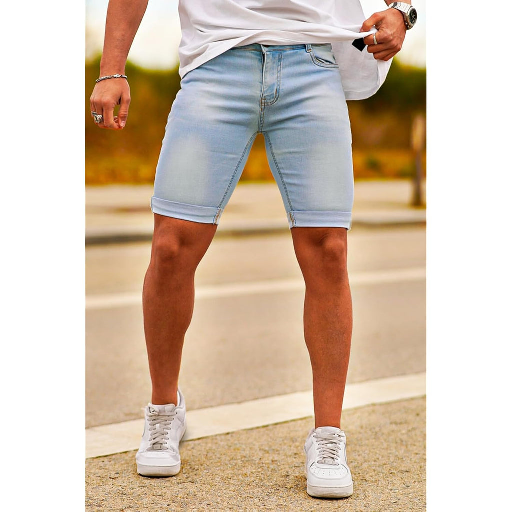 Gingtto Men'S Denim Shorts Skinny Stretch Short Jeans