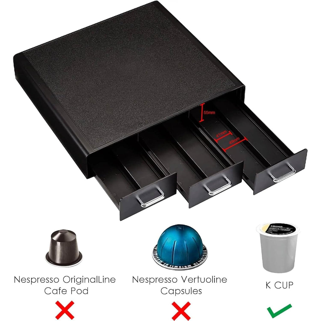 Amazon Basics K-Cup Compatible Coffee Pod Storage Drawer, 3 Easy-Open Drawers, 36 Pod Capacity, Black