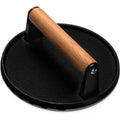 Ewfen Burger Press, 7" Round Heavy-Duty Cast Iron Smash Bacon Press Meat Steak With Wood Handle For Griddle, Sandwich, Nonstick Pan