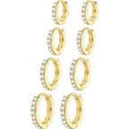 Small Gold Silver Hoop Earrings Set for Women - Hypoallergenic 14K Gold Plated Earring Stack Cartilage Earrings Dainty Huggie Hoops Earrings for Multiple Piercing Lightweight 4Pairs 20G