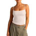 SUUKSESS Women Cotton Double Layer Unpadded Cami Summer Basic Going Out Tops