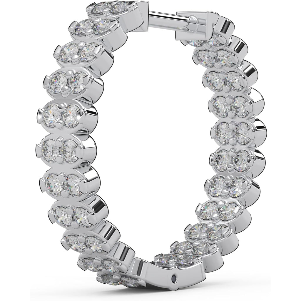1.06 Ctw Round Cut Natural Diamond Designer Hoop Earrings for Women | 925 Sterling Silver | I-J Color I2-I3 Clarity | Hypoallergenic Fine Jewelry | Elegant Gift Box Included