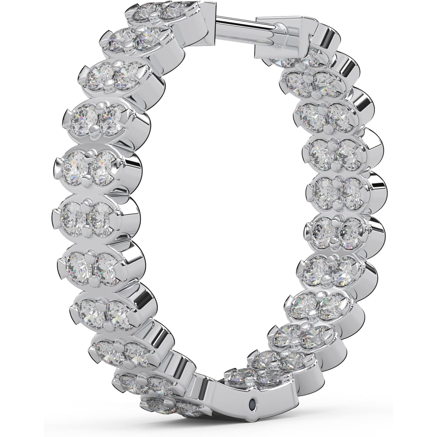 1.06 Ctw Round Cut Natural Diamond Designer Hoop Earrings for Women | 925 Sterling Silver | I-J Color I2-I3 Clarity | Hypoallergenic Fine Jewelry | Elegant Gift Box Included