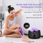 BLITZWAX Brazilian and Bikini Waxing Kit for Women, Hard Wax Warmer for Face, Legs and Body, At Home Hair Removal Kit, Beginner Friendly, Digital Fast Heating, 51 Wax Items