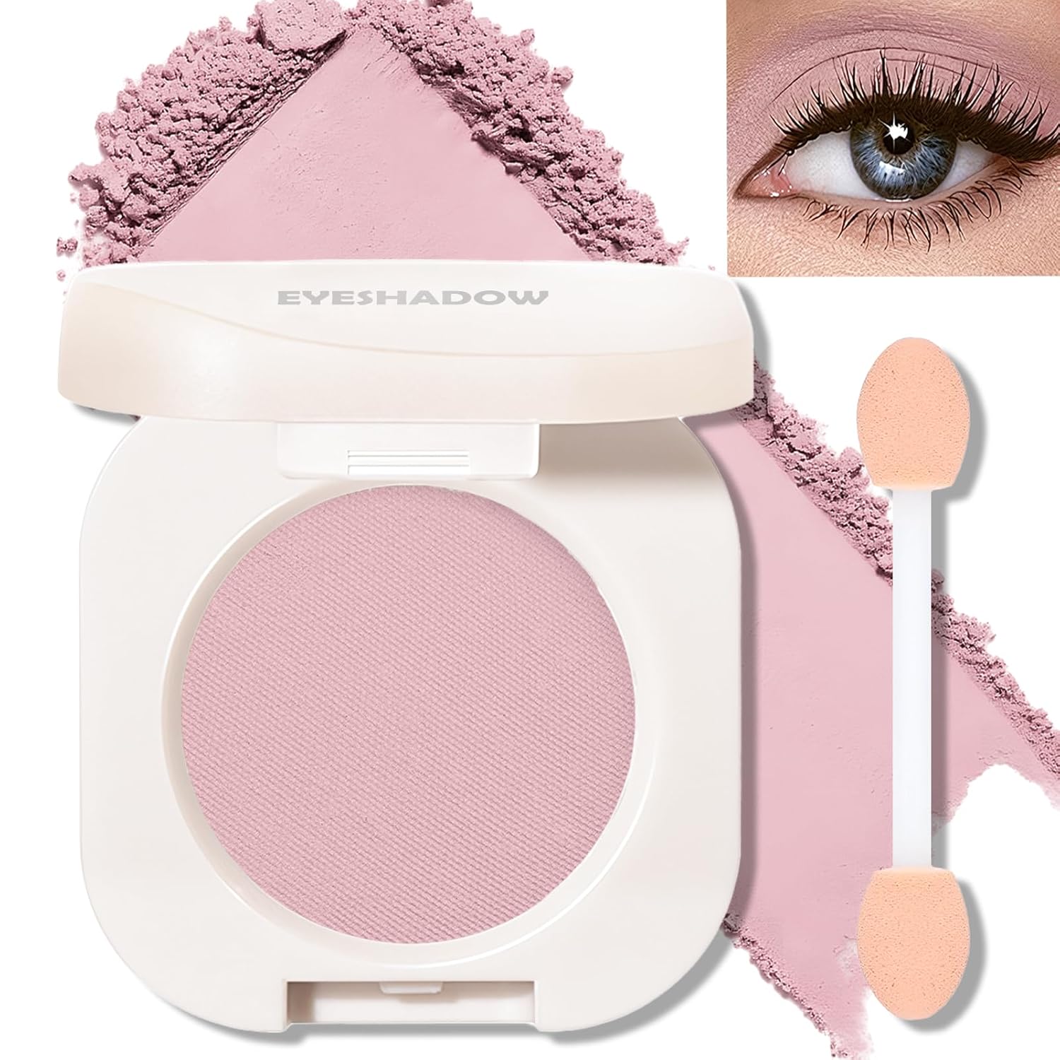 Nude Pink Matte Eyeshadow Palette, Single Eye Shadow Palette High Pigment sombras para ojos Nude Eyeshadow Velvet Compact Pressed Powder Primer Lightweight Blendable for Daily Natural Eye Makeup