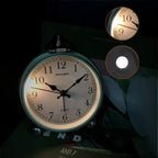 Peakeep 4" Small Battery Operated Antique Retro Analog Alarm Clock | With Contour Lines In Gold For Room Decor, Silent Elegant Bedside Desk Table Gift Clock