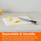 Amazon Basics Classic 8-Inch Full Tang High Carbon Stainless Steel Chef'S Knife, Multipurpose Kitchen Knife With Three Rivets, Silver
