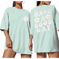 ADOREJOY Oversized Tshirts for Women Crewneck Summer Graphic Tees Short Sleeve Loose Basic Tops 2026 C Light Green Flower