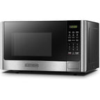 BLACK+DECKER Digital Microwave Oven with Turntable Push-Button Door, Child Safety Lock, Stainless Steel, 0.9 Cu Ft