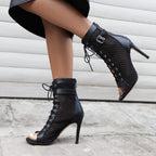 Utikliou Women'S Mesh Sandals Peep Toe High Top Sandals Lace Up Summer Boots Buckle Strap Party Sexy Pump Shoes Open Toe