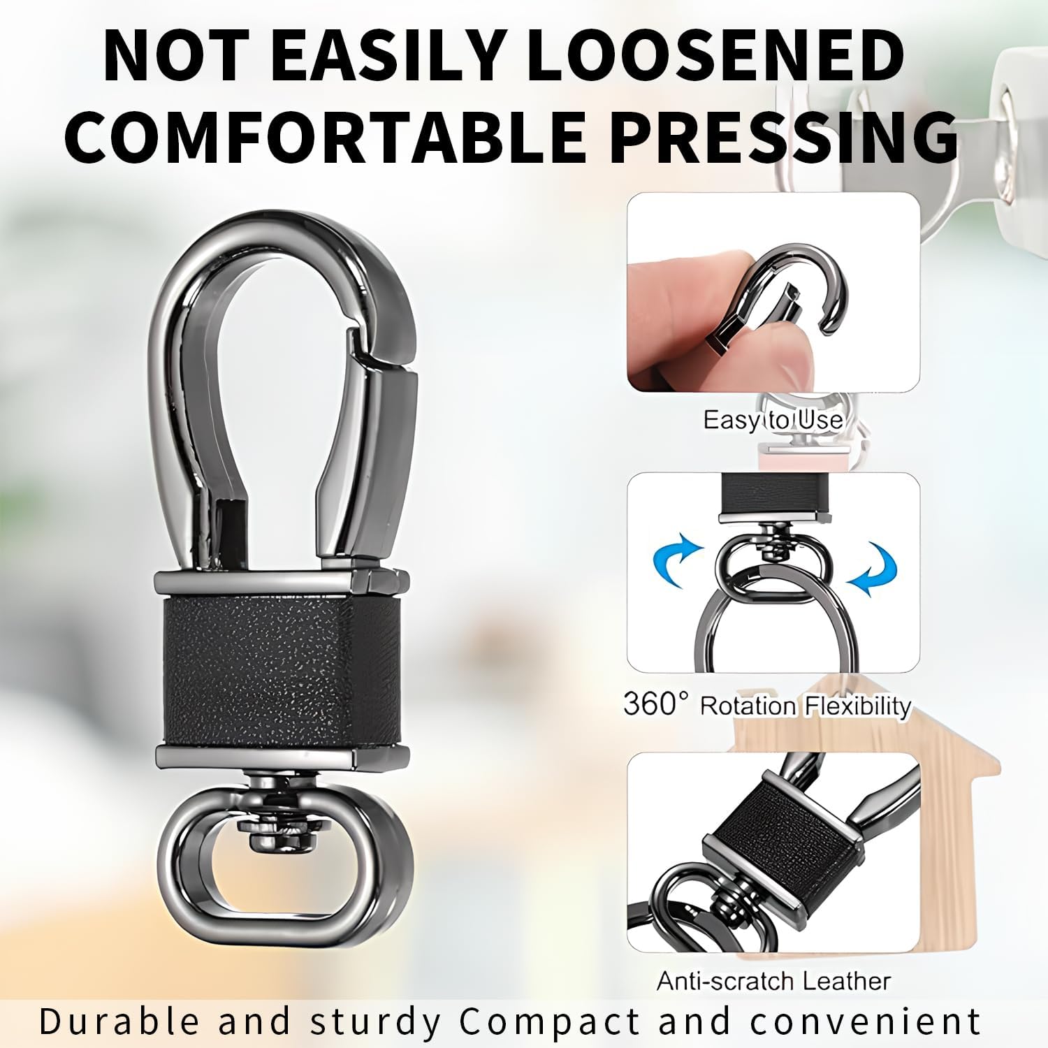 3 PCS Keychain Clip,Keyring for Men Women,Leather Key Chain Ring Holder Organizer for Home Car Keys