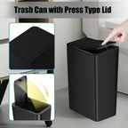 TIPGO Bathroom Trash Can with Lid, 10 Liter/ 2.6 Gallon Slim Garbage Can, Small Trash Bin Waste Basket with Pop-Up Lid for Kitchen, Bedroom, Living Room, Office (Black)