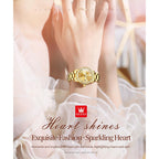 Olevs Womens Diamond Watches Automatic Mechanical Gold Luxury Dress Ladies Self Winding Original Stainless Steel Wrist Watch