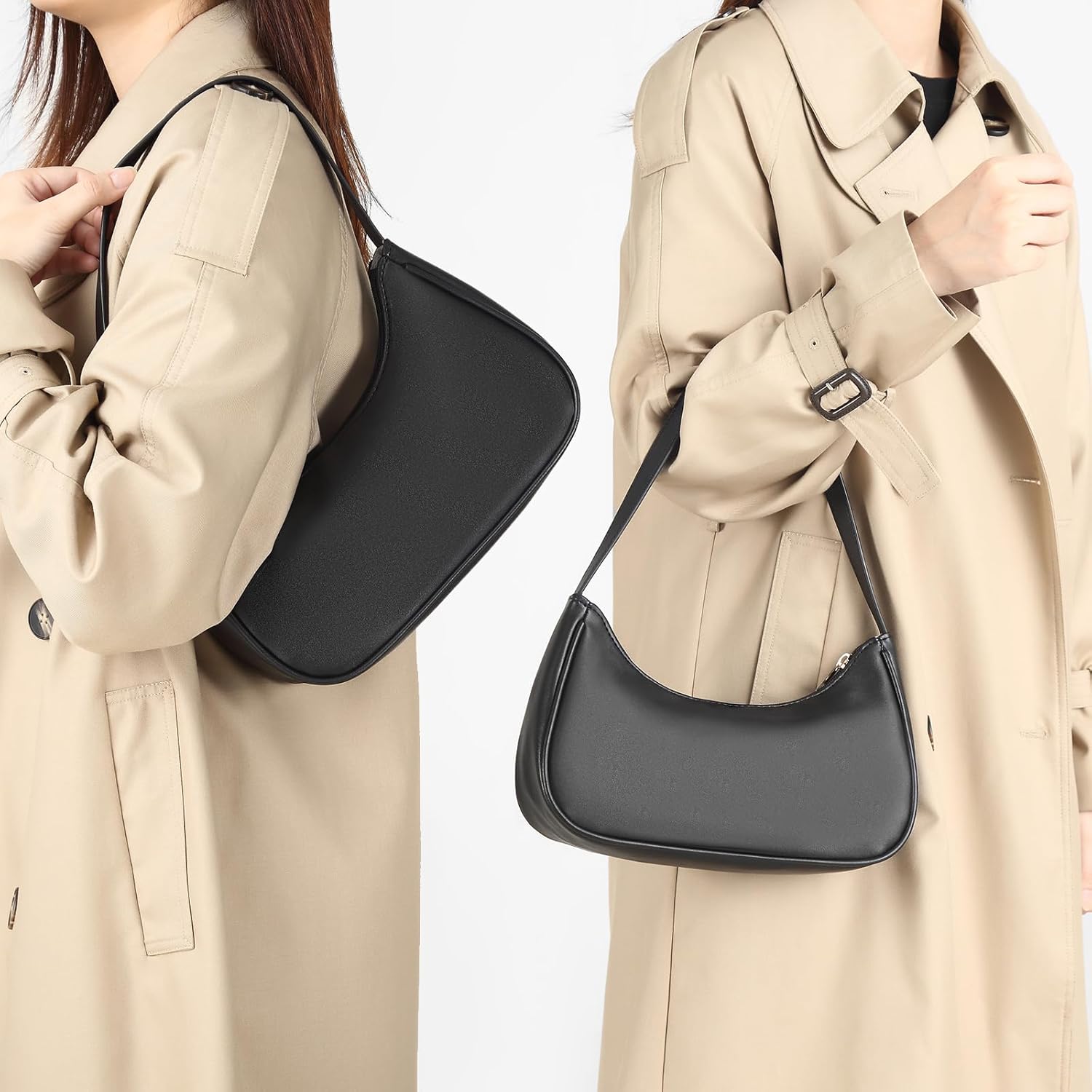 Afashor Shoulder Bags for Women Vegan Leather Hobo Sling Tote Handbag Retro Clutch Purse with Zipper Closure | Retro, with Zipper Closure