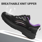 Treesky Black Non Slip Work Shoes For Women, Restaurant & Kitchen Sneakers | Slip Resistant Soles, Lightweight Cushioning, Breathable Knit, Removable Insole, For Nursing, Food Service & Long Shifts