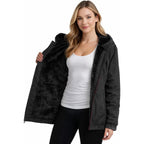 Reebok Womens Rain Coat - Midweight Wind Water Resistant Sherpa Lined Full Zip Up Womens Rain Jacket With Hood And Pockets