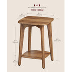 Vasagle Side Table, 2-Tier Small Square End Table, Nightstand | With Tapered Legs, Curved Transitions, Honey Brown, Maezo Collection, Ulet236K01