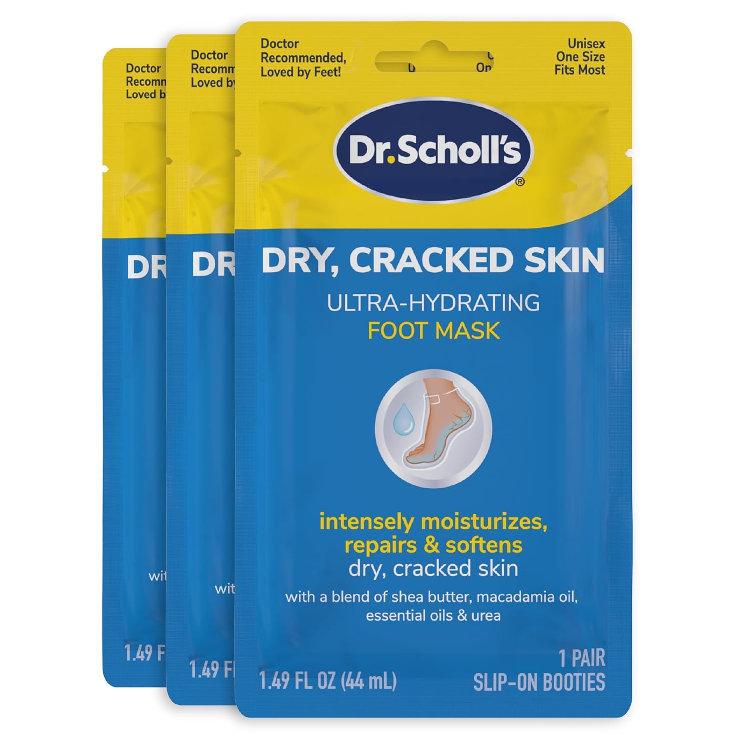 Dr. Scholl's Dry, Cracked Skin, Ultra Hydrating Foot Mask, 3 Pairs Moisturizing Socks: Intensely Moisturizes Repairs and Softens Rough Dry Skin with Urea & Essential Oils for Dry Cracked Feet